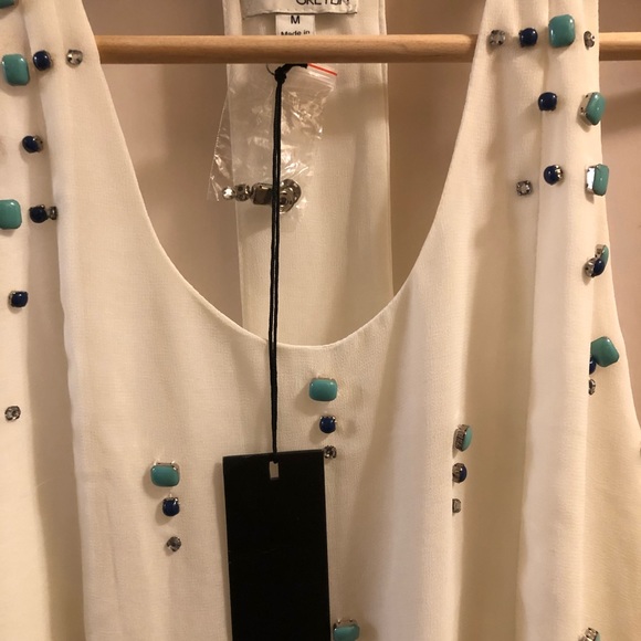 NWT Greylin Beaded Turquoise Racerback Tank M - Picture 3 of 5